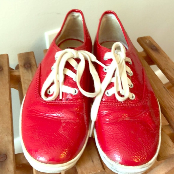 red leather keds
